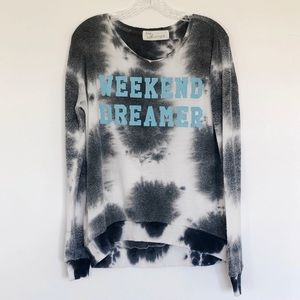 Vintage Havana Black White Tie Dye Weekend Dreamer Sweatshirt Small